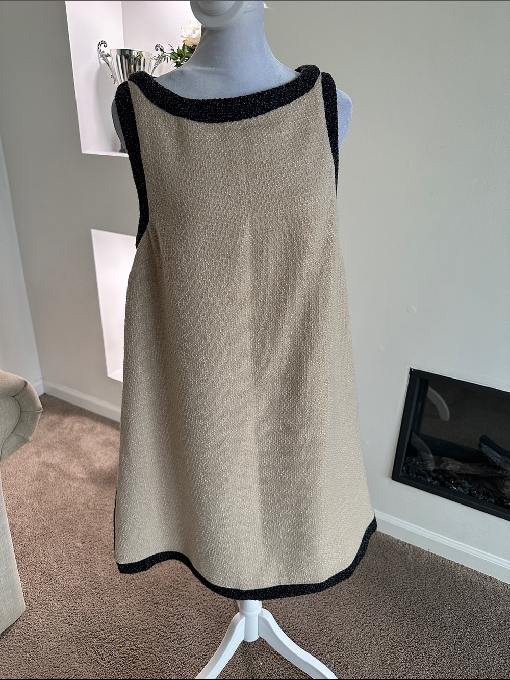 Vici Cream Mini Dress with Black Trim